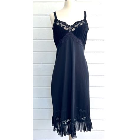 Adonna Intimates Sleepwear Vintage Adonna Black Lace Midi Slip