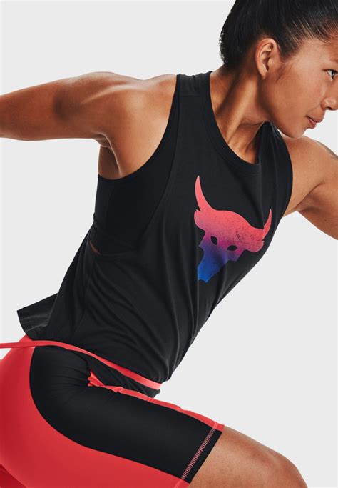 Buy Under Armour Black Project Rock Brahma Bull Tank For Women In