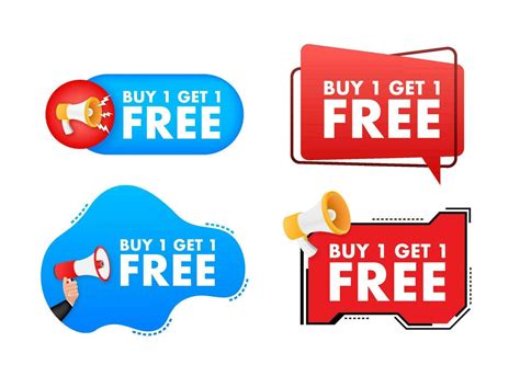 Megaphone Label Set With Text Buy 1 Get 1 Free Megaphone In Hand Promotion Banner Marketing