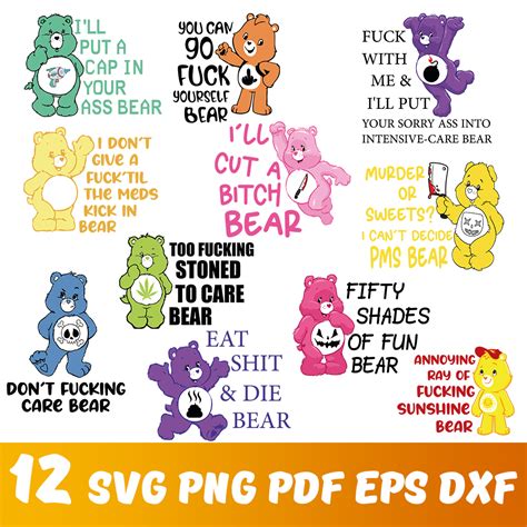 Evil Care Bears Svg Bundle Care Bears Layered Cricut Funny Inspire