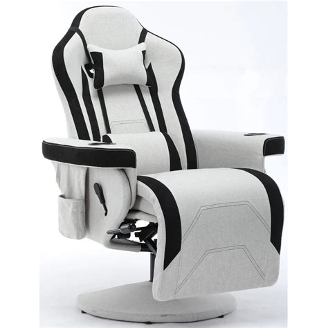 Luxury Gaming Chair With Cup Holder White Racing Style Leather ...