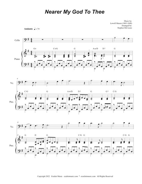 Nearer My God To Thee Cello Solo And Piano Arr Stephen Decesare By