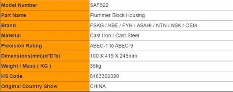 Four Bolts SAF 522 SAF 523 Plummer Block Housing Split Pillow Block