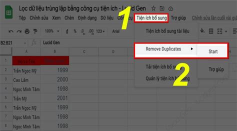 Cách lọc dữ liệu trùng lặp trong Google Sheet cực đơn giản