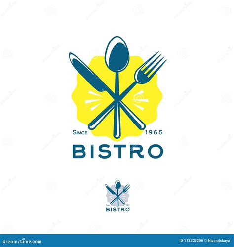 Bistro Restaurant Logo Snack Emblem A Fork A Spoon And A Knife In A