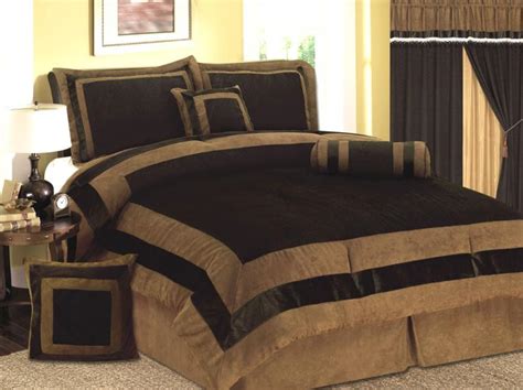 New 7 Pcs Mocha Brown Micro Suede Bed In A Bag Comforter Set King Size Ebay