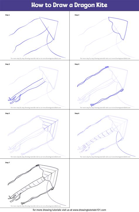 How to Draw a Dragon Kite (Everyday Objects) Step by Step | DrawingTutorials101.com