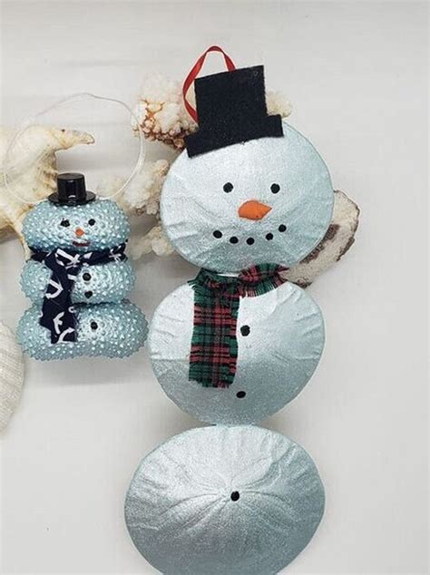 Snowman Sand Dollar Sand Dollar Snowman Ornament Beach Etsy