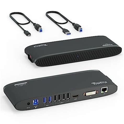 Plugable Usb 3 0 Universal Laptop Docking Station Windows Mac Dual Monitor Hdmi Dvi Hdmi Vga