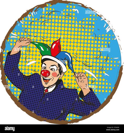 Vector Illustration Of Businessman Clown In Jester Hat Pop Art Stock