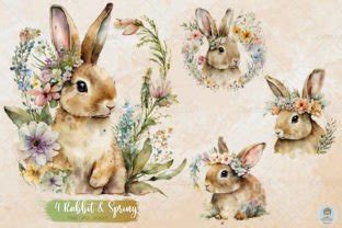 Watercolor Spring Bunny Sublimation Set Graphic By Golfzaazt Creative