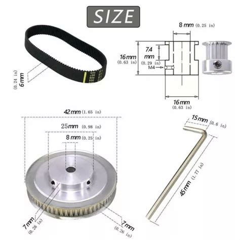 GT2 ALUMINUM ALLOY COURROIE De Distribution Poulie Palier 20 60 Dents