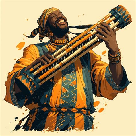 Premium Vector | Guinean Man in Traditional Balafon Players Outfit