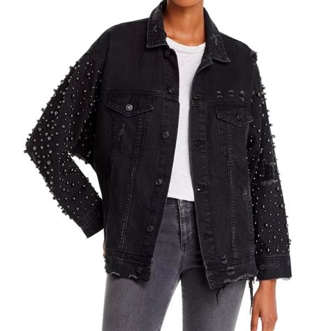 Sunset Spring Jackets Coats Stud And Distressed Black Denim