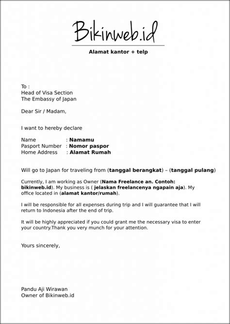 Contoh Surat Keterangan Kerja Pengajuan Visa Surat Lamaran Kerja