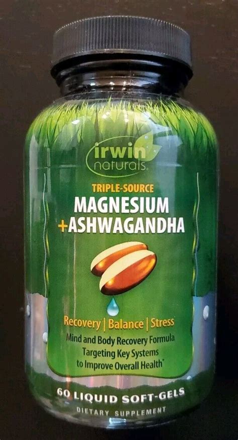 Irwin Naturals Triple Source Magnesium Ashwagandha 60 Softgels Exp 072025 Ebay