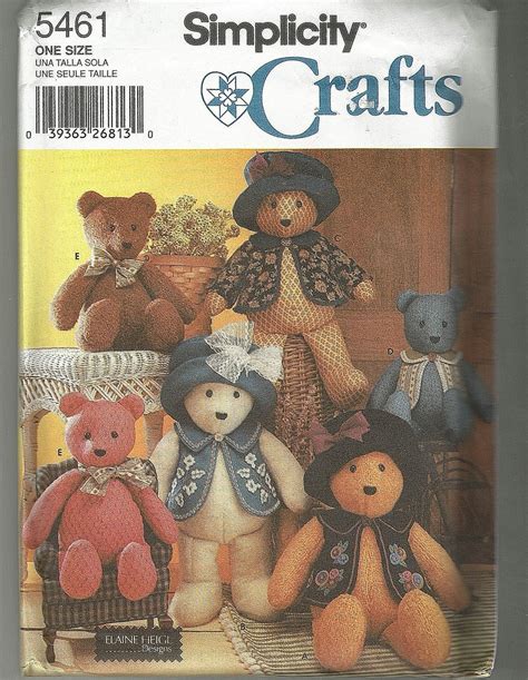 Simplicity 5461 Teddy Bear Sewing Pattern Oop Uncut Elaine