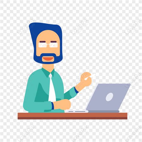 Man Learning Icon On The Computer Free Vector Illustration Mater