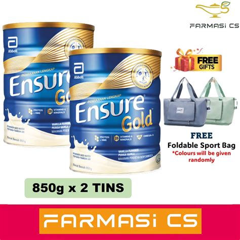 Abbott Ensure Gold Vanilla 850g X 2 Tins TWIN Free Foldable Sport Bag