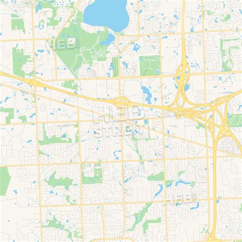 Empty vector map of Novi, Michigan, USA - HEBSTREITS | Map vector, Map ...