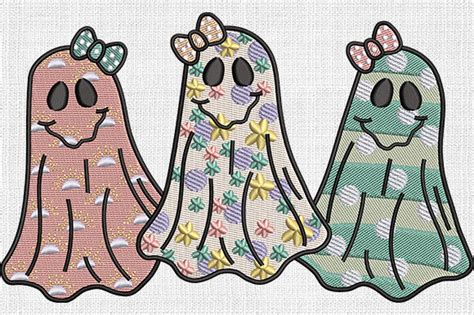 Cute Ghost With Bow Halloween · Creative Fabrica