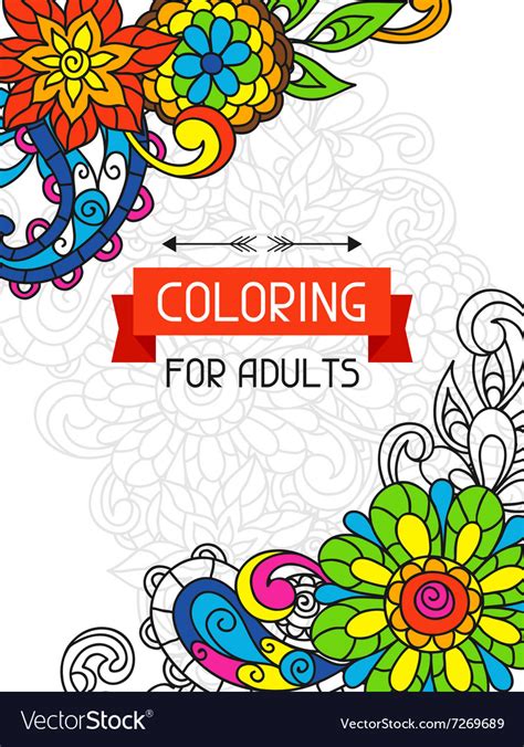 Adult Coloring Book Design For Cover Royalty Free Vector