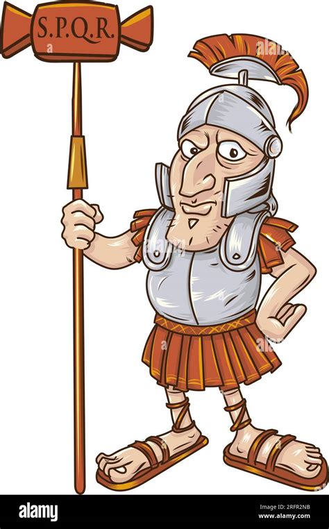 Roman Centurion With Roman Standard Spqr Character Illustration Stock