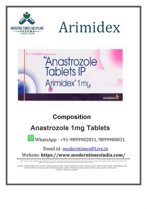 Anastrozole 1mg Tablet Pack Size 28 Tablets At Best Price In New