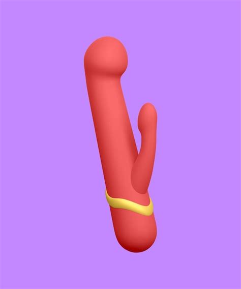 Vibrador dildo de duas cabeças realista 3d isolado em fundo claro