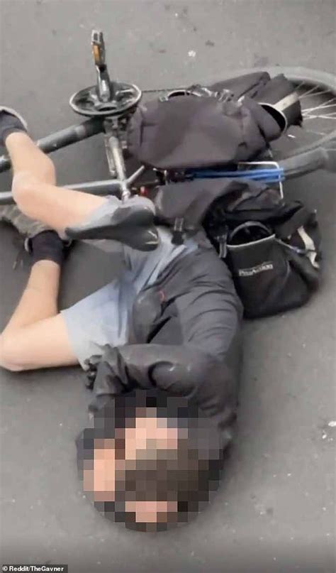 Moment Man Throttles Cyclist And Throws Him Off His Bike In Shocking