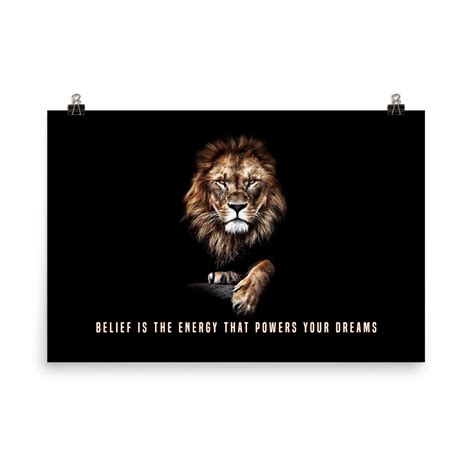 Lion Poster Motivational Inspiration Quotes Wall Art Belief - Etsy