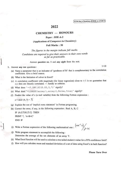 File Cu 2022 B Sc Honours Chemistry Semester 5 Paper Dse A 2 Qp Pdf