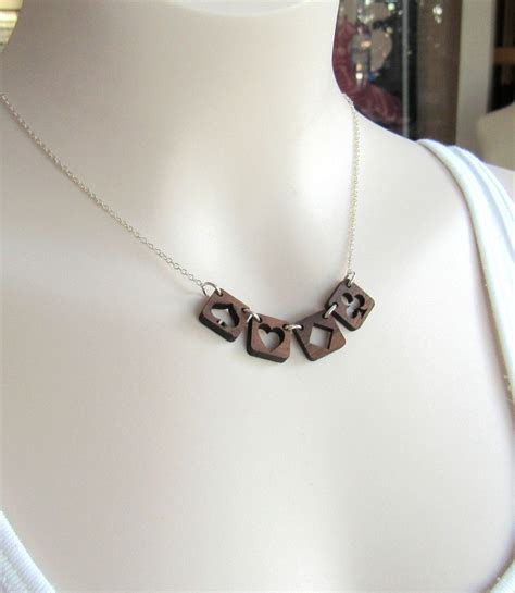 Aces Jewelry Whimsical Card Game Jewelry Ace Of Hearts Wood Jewelry