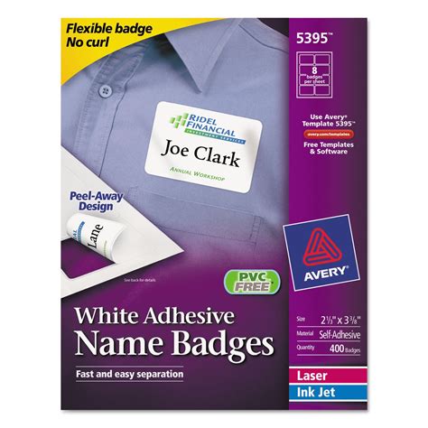 Avery White Adhesive Name Badges 5395