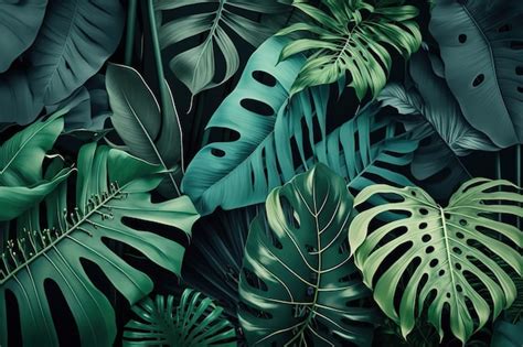 Folhas verdes tropicais linda impressão minimalista para sua decoração