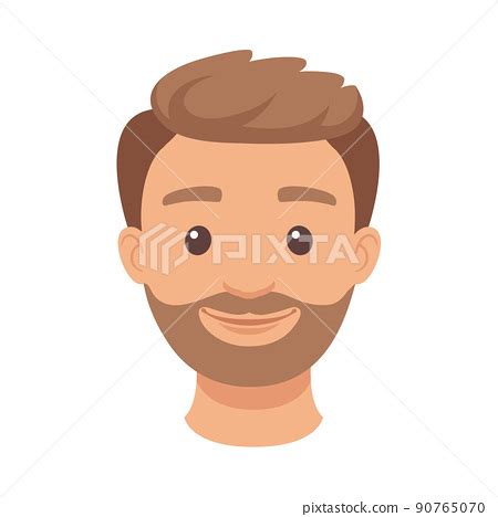 Handsome Bearded Man Character Smiling Face Stock Illustration