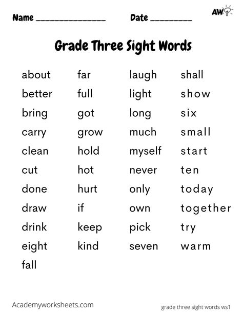 Sight Word Three