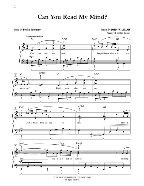 Can You Read My Mind Sheet Music