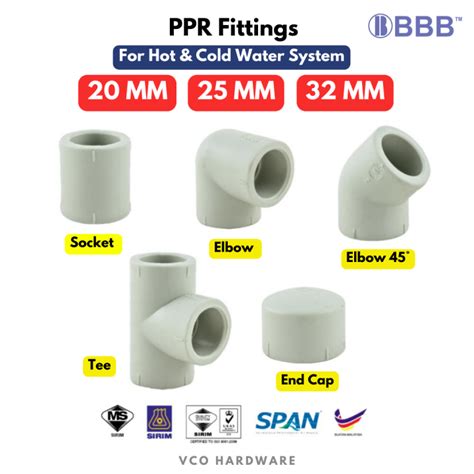 Bina SIRIM PPR Fittings For Hot Cold Water Socket Coupling Elbow