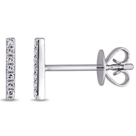 Diamond-Accent 14kt White Gold Bar Earrings - Walmart.com