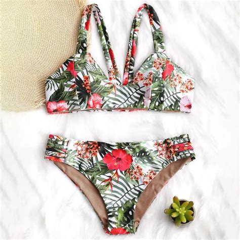 Sexy Low Waist Bikini Women Swimwear 2019 Floral Printed Swimsuit Push