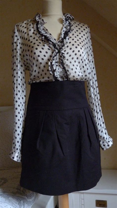 Le Dressing De Caroline Chemisier Pois Jupe Taille Haute Noire