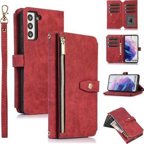 Furiet Compatible With Samsung Galaxy S22 5g Wallet Case 9 Card Slots Retro Leather