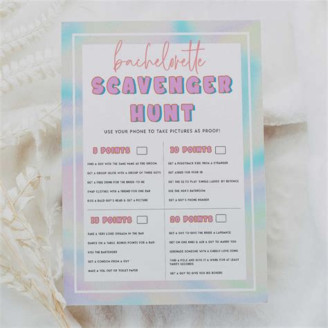 Free Printable Bachelorette Scavenger Hunt List Download Free Printable Bachelorette Scavenger