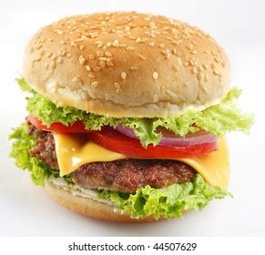 Cheeseburger Hamberger On White Background Fast Stock Photo