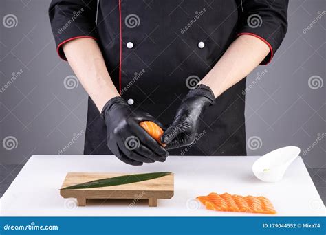 Sushi Preparation Process in the Restaurant Kitchen1 Stock Photo ...