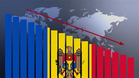 Premium Photo Moldova Flag On Bar Chart Concept With Decreasing