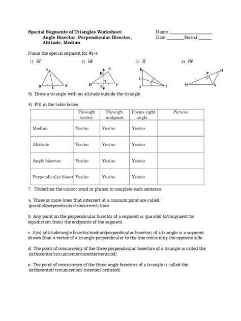 Free median altitude bisector worksheet, Download Free median altitude ...