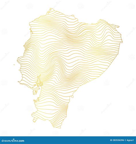 Abstract Map Of Ecuador Vector Illustration Of Striped Gold Colored