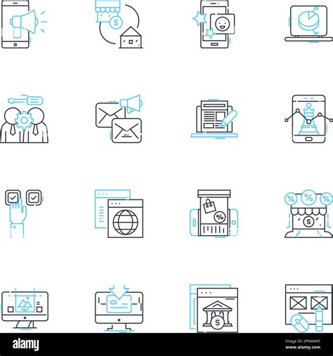 Web Branding Linear Icons Set Identity Reputation Recognition